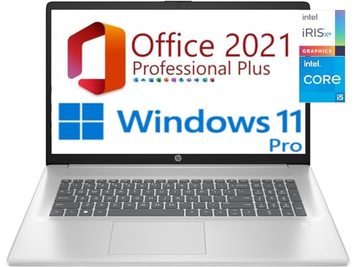 Image of hp 17.3 inch HD+ Business Laptop, 13th Gen Intel Core i5-1334U (10cores,12 threads), 16GB RAM, 512GB SSD, Free Lifetime Office 2021, HDMI, WiFi 6, BT5,Windows 11 Pro (16GB RAM | 512GB SSD, Natural Silver)