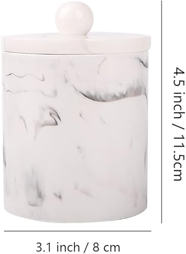 Miniatura 7 de Tonxus Dispensador de soporte Qtip para baño con tapa, soporte para hisopos de algodón de tocador, recipiente de bola de algodón de resina, esponjas