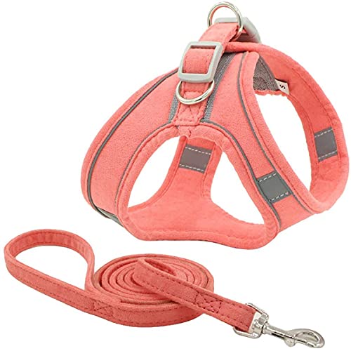 Dog Harness and Leash Set Dog Chest Strap Pet Vest Harness with Handle Adjustable Reflective Dog Harness for Small Dog Medium Dog Cat Pink M