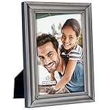 Malden International Designs Concourse Pewter Metal Picture Frame, 5x6, Silver