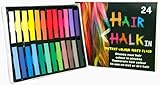 Hair Chalk, 24 Colors Set – Non-Toxic Temporary Hair Color Chalk Dye, Soft Pastels for Women, Girls, Parties, Cosplay & Festivals