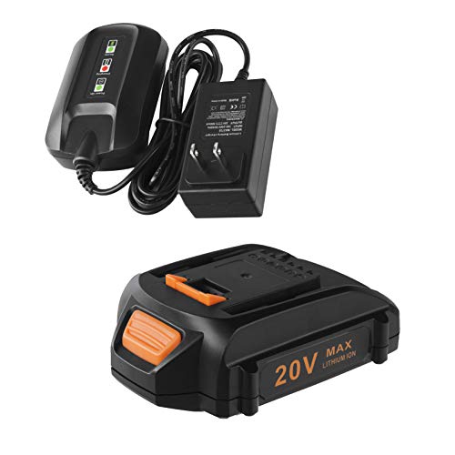 Cell9102 Replacement 20V Battery and Charger Starter Kit WA3525 Lithium Battery and Charger WA3732 Compatible with Worx 20-Volt Cordless Power Tools