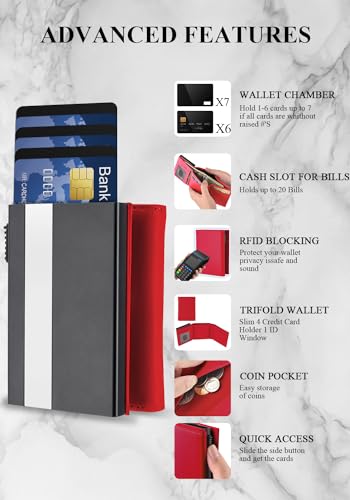 Image of wallet for men trifold,Pop Up Wallet By Metal&Leather,RFID Blocking | Minimalist Smart Wallet Holds 12 Cards,20 Bills,ID Window,Ridge wallets for men,Trifold Wallets for fathers day gift ideas