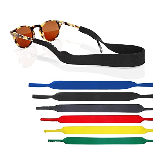 Lot de 6 sangles de lunettes sangle de retenue de lunettes de sport en néoprène, sangles de lunettes élastiques antidérapantes sangle de lunettes flottante pour lunettes de sport et lunettes de soleil Cover