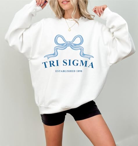 Sigma Sigma Sigma Ribbon Sorority Crewneck | Tri Sigma Trendy Sweatshirt Big Little Recruitment Gift4
