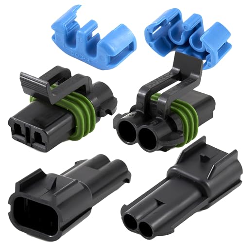 5-Pack (2-PIN) 30Amp Metri-Pack Waterproof Connector Terminals and Seals 12-10awg