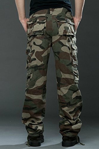Dunkinbo Mens Casual Outdoor Army Camo Cargo Pants Hunting Bdu Combat Work Pants Camo Green 36 ¡­ #TOP5