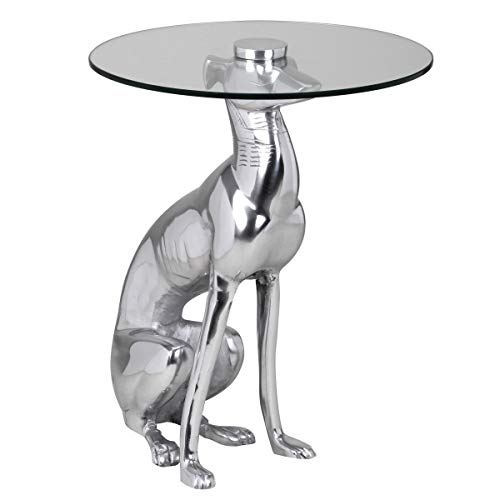 Preisvergleich Produktbild Wohnling Design Deko Beistelltisch Figur DOG aus Aluminium silber