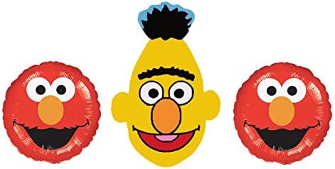 Sesame Street - Bert & Elmo Foil Birthday Balloons - 3 Balloon Bouquet Bundle