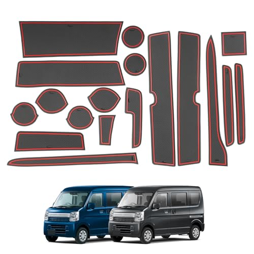 【RUIYA】スズキ エブリィ DA17V DA17W 専用 ラバーマット ゴムマット エブリィワゴン ドアポケット インテリア ラバープレート ノンスリップ 防音 傷防止 滑り止め 防汚れ ノイズ軽減 DA17V エブリイバン エブリイワゴンDA17Wパ