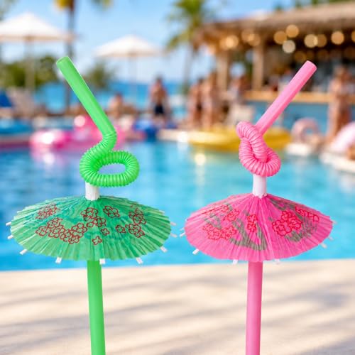 100 Pitillos Flexibles con Sombrilla para Bebidas Coloridos miniatura 3