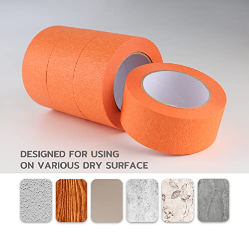Lichamp 4 Pack Orange Painters Tape 2 Inch Wide, Medium Adhesive Orange Masking Tape Bulk Multi Pack, 2 Inch X 55 Yards X 4 Rolls (220 Total Yards) #TOP4