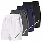 Ultra Performance - Paquete de 4 pantalones cortos deportivos para correr para hombre, con entrepierna de 18 cm, nailon...