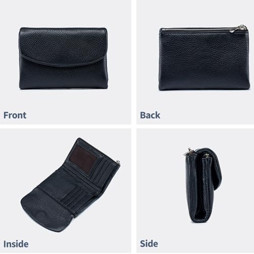 Unisex Pebble Leather Wallet, RFID Genuine Leather Wallets for Women, Compact Pocket Purse with Money Clip (red)2