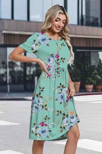 Image of Womens Short Sleeve Empire Waist Dresses Casual Summer Dress with Pockets