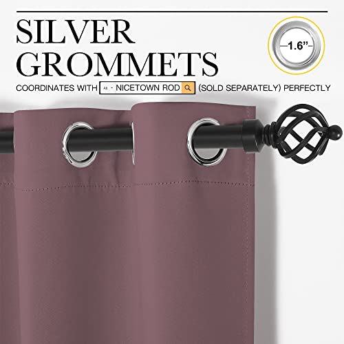 Image of NICETOWN Bedroom Curtain Panels Blackout Draperies, 1 Pair, 29 by 40 inches, Dry Rose, Thermal Insulated Solid Grommet Blackout Curtains /Drapes for Small Window