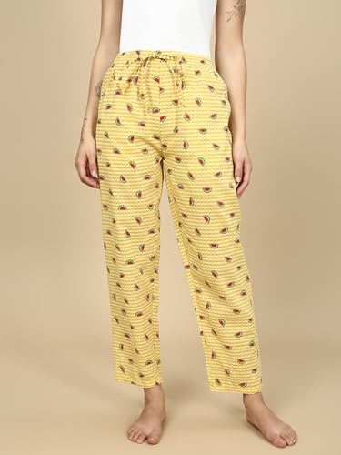 Image of PYNK by Lux Cozi Women's Cotton Printed Palazzo Pyjama Relaxed Lounge Pants | Super Soft Comfortable | Loungwear Pyjama Pant-Pack of 1