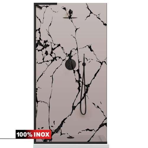 Mampara de ducha con patrón de chorro de arena para un baño estilo spa moderno 3