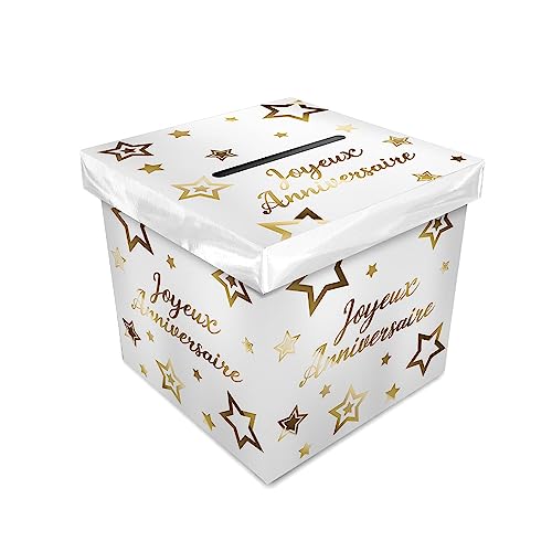 SLA Urne en Carton Joyeux Anniversaire Noir et doré - Doré - Taille Unique