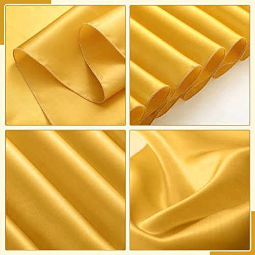 Oudain 40 Pcs Plastic Disposable Tablecloths 84 Inch Round And 12X108 Inch Satin Table Runners Disposable Table Covers Waterproof Table Cloths For Wedding Party Baby Shower Birthday (Black,Gold) #TOP3