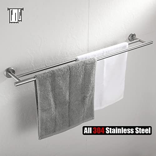 Jqk Double Bath Towel Bar, 30 Inch 304 Stainless Steel Thicken 0.8Mm Towel Rack For Bathroom, Towel Holder Brushed Finished Wall Mount, 33 In Total Length, Tb100L30-Bn #TOP5