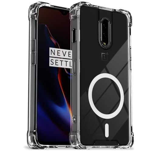 Image of Pikkme Back Cover for OnePlus 6T / Oneplus 7 Mag-Safe Shockproof PC + TPU Protective Case Magnetic Support Bumper Case (Transparent Mag-Safe)
