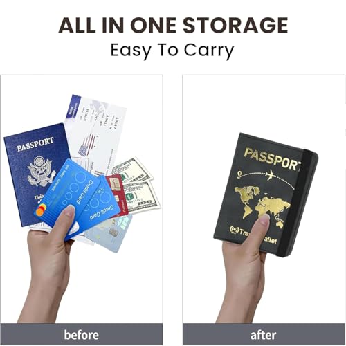 Image of Storite 2Pk RFID Blocking PU Leather Passport Holder,14.8x11Cm,Dark Grey | Travel Wallet , Document Organiser, For Men & Women