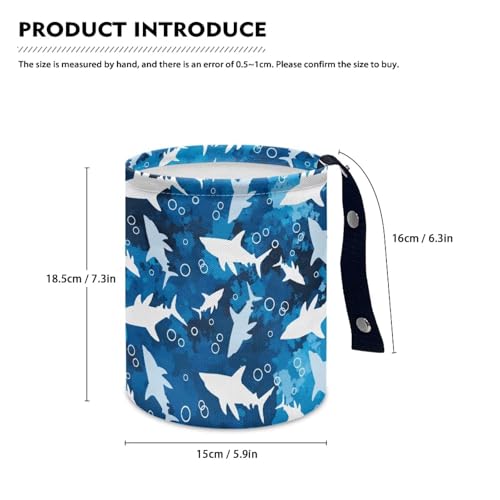 Image of Blue Shark Car Trash Bin Hanging, Waste Basket - Cute, Portable, Collapsible, Waterproof Rubbish Bag for Back Seat, Floor, or Hanging Headrest