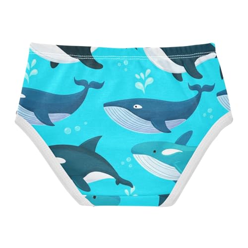 Toddler Underwear Custom 2t Cotton Panties Little Girl Artistic Undies Kids Briefs Cartoon Whale Blue2