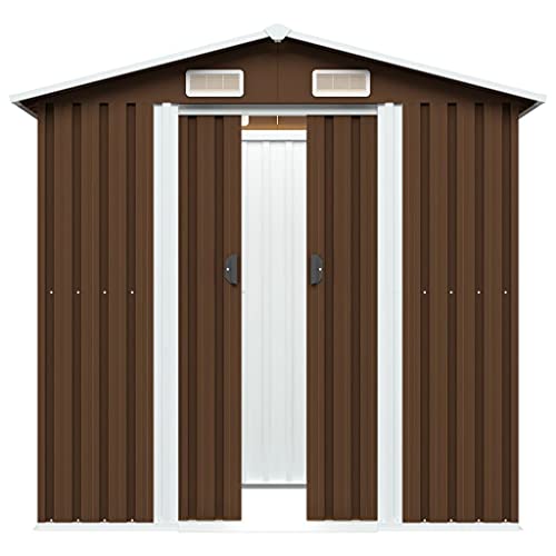 VIENDADPOW Garten Balkon Geräteschuppen Braun 204x132x186 cm Stahl – Bild 6