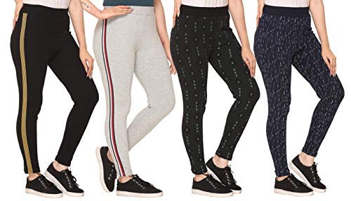 Image of SHAUN Women Free Size (Waist Size-26-34 inch) Stretchable Jegging (Length 37-39 inch Pack of 4)