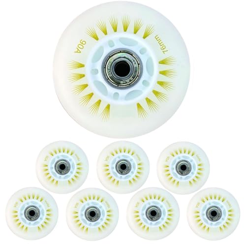 JCCHT Ruedas de Patines en línea iluminadas, Ruedas de Repuesto de PU luminiscentes de 60 mm a 110 mm con rodamientos, 90 A, Paquete de 8,Multi Colored,60MM