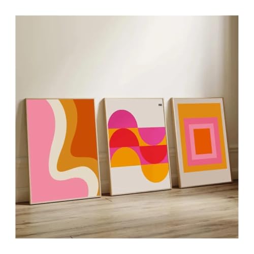 Arte de la pared chic con lienzo de moda urbana naranja para dormitorios actuales 4