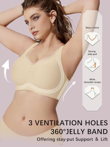 COCOMARTS Jelly Bras for Women No Underwire Full Coverage Push Up Bra 4XL - image 2