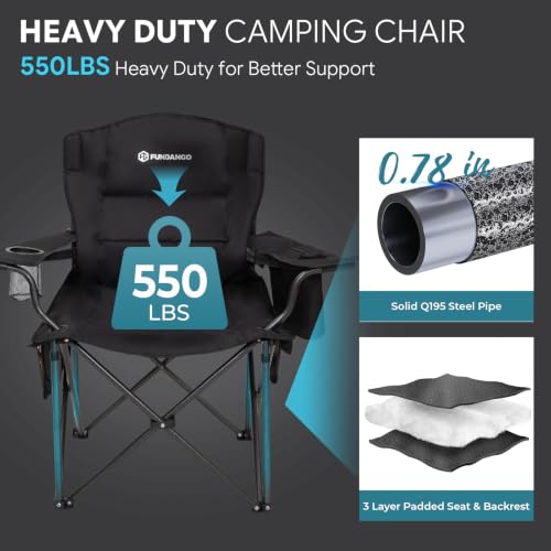 FUNDANGO Silla de Camping Calefactable Plegable para 550 lbs con Puerto USB y Tipo-C miniatura 5