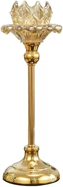 Golden Candlestick Glass Romantic Candlelight Dinner Props Candle Table Table Decoration moderns American and European Style (Color : D, Size : 10 * 37cm) (D 10 * 37cm)