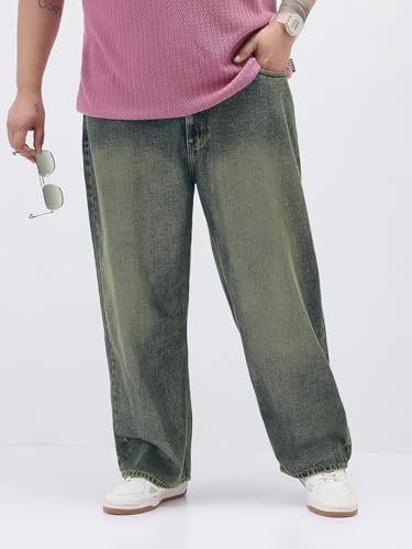 Image of Urbano Plus Men's Loose Baggy Fit Heavy Washed Jeans Non-Stretchable
