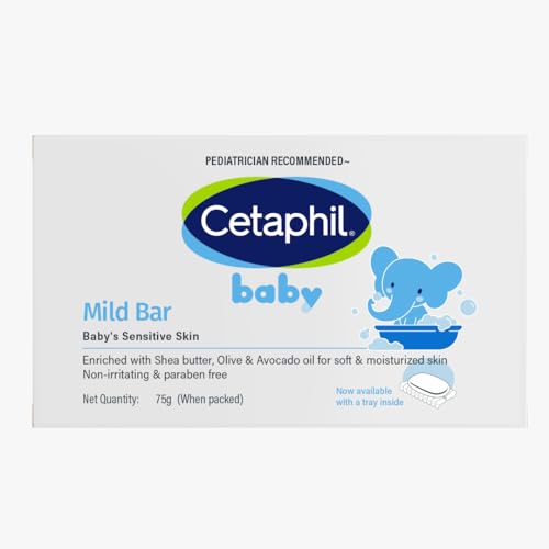 Cetaphil Baby Mild Bar 75gm, Kids Soap for Bath, White, Medium