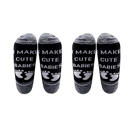 LEVLO Mom Dad to Be Gift New Mom Dad Socks Pregnancy Announcement Gift I Make Cute Babies Cotton Socks for Expecting Mom Dad (2 Pairs Set)