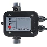 110V Automatic Water Pump Controller, Electronic Water Pump Switch, Self Priming Control with Light Indicators & Cables, Adjustable Starting Pressure 1.5-2.5bar