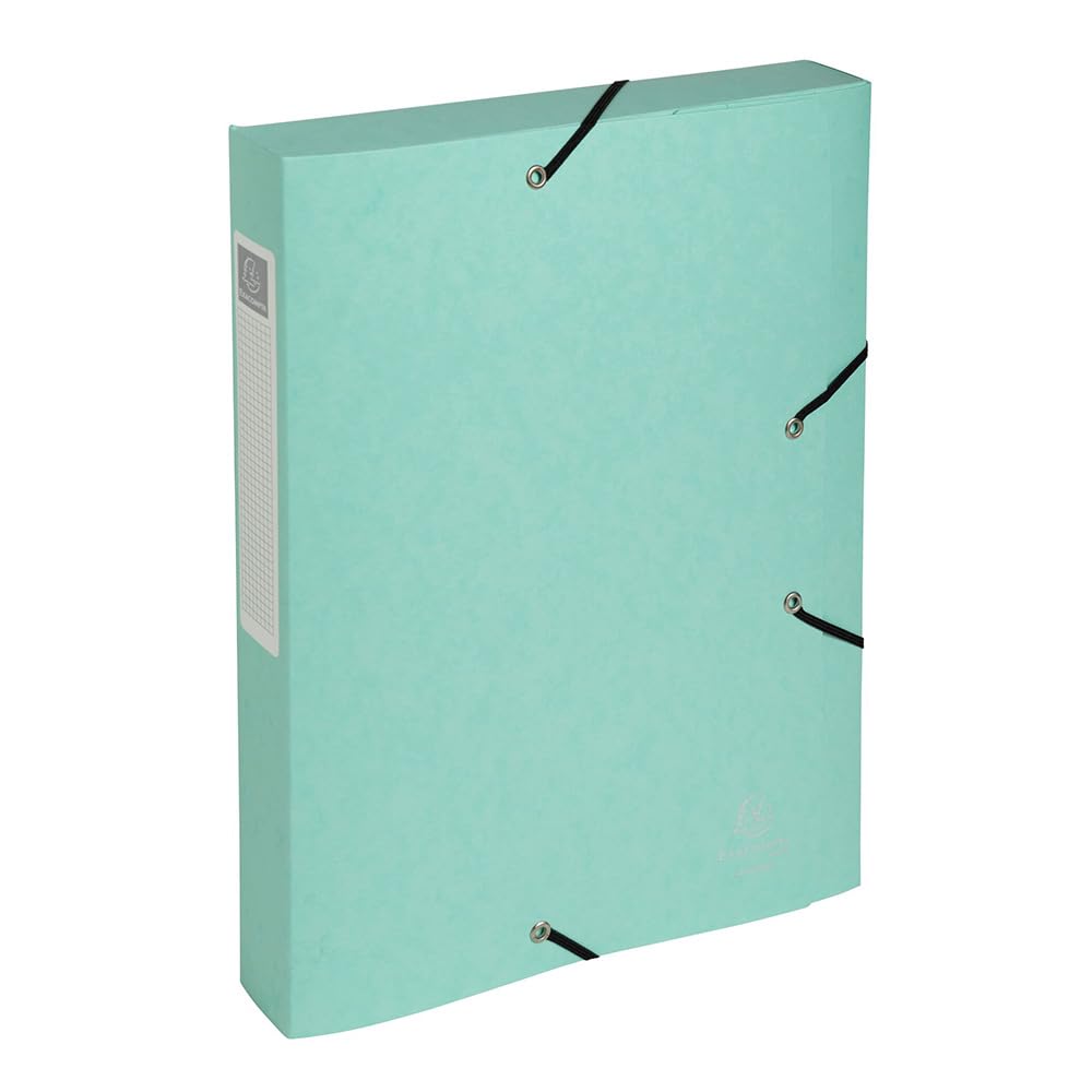 Exacompta - Ref. 14460E - 1 CARTOBOX filing box with rubber bands - delivered flat - 4 cm spine - in glossy Aquarel card - dimensions 25 x 33 cm - for A4 - random colour