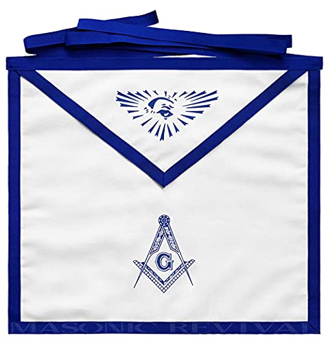 Masonic Revival Cotton S&C Member Apron (Blue Trim)