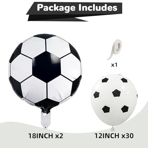 Image of HILAVO Soccer Balloons 18 Inch Black and White Soccer Ball Foil Balloons Print Latex Balloon White Black for Boys Kids Football Lover Sport Theme Birthday Baby Shower Party Decorations Supplies