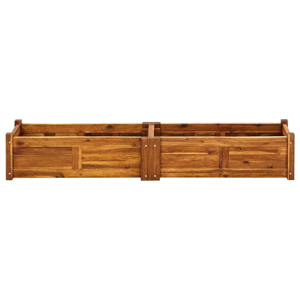 Jardinera de madera de acacia para jardín, 150 x 30 x 25 cm, color marrón, jardinera para hierbas, balcón, terraza, exterior, resistente a las heladas, con almacenamiento de agua y protección
