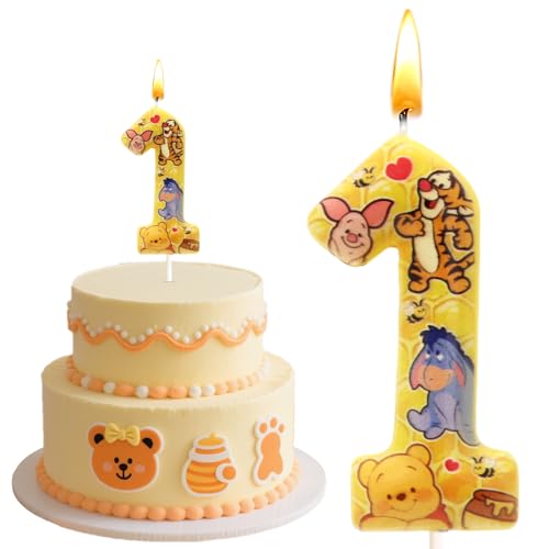 Winni pooh Anniversaire 1 Ans, Anniversaire Winni pooh 3D Bougiet, Décoration de Gâteau, Décorations Fêtes, Thème de Dessin Animé Bougies