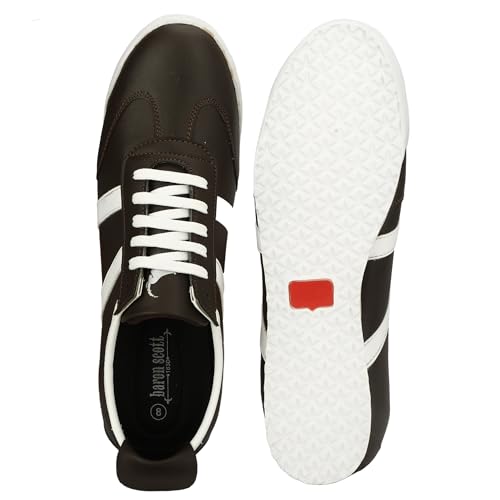 Image of baron scott Men's Casual Flat Sneakers | Faux Leather Lace-Up Shoes for Men | Lightweight TPR Sole with EVA Foam Insole | Comfortable Sneakers for Walking, Travel, Office & Casual Use
