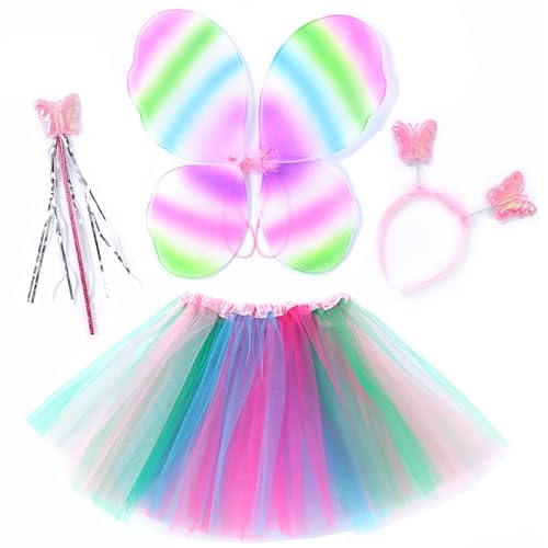 cuteDIY Buntes Schmetterling Kostüm Kinder Feenflügel Mädchen...