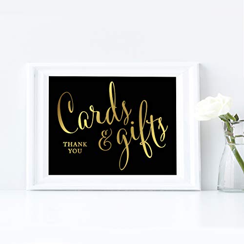 Andaz Press Wedding Party Signs, Black And Metallic Gold Ink, 8.5X11-Inch, Cards And Gifts Thank You, 1-Pack, Not Gold Foil, Unframed #TOP2