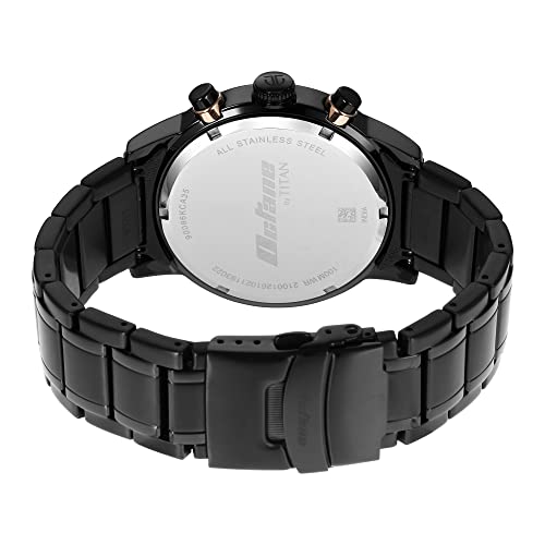 Titan Octane Black Dial Chronograph Stainless Steel Watch for Men-NS90086KM05 - Image 2