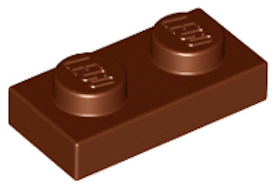 LEGO Plate 1 x 2, Part 3023, Building Brick Component (Reddish Brown, 100, Bricks) โ image 1